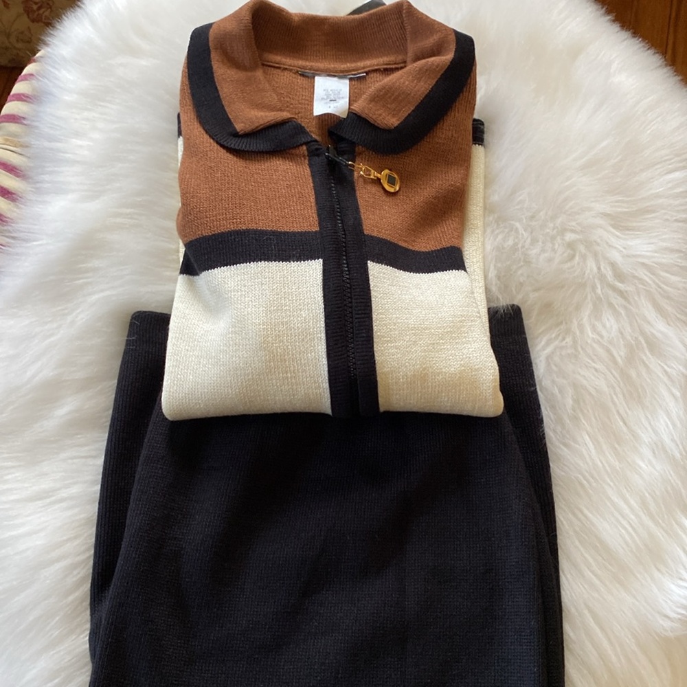 Vintage Set Knit Sweater & Skirt, Multicolor size 12
